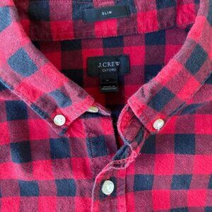 J. Crew Men's Large Slim Fit Oxford Long Slv Button Down Shirt Red Buffalo Check